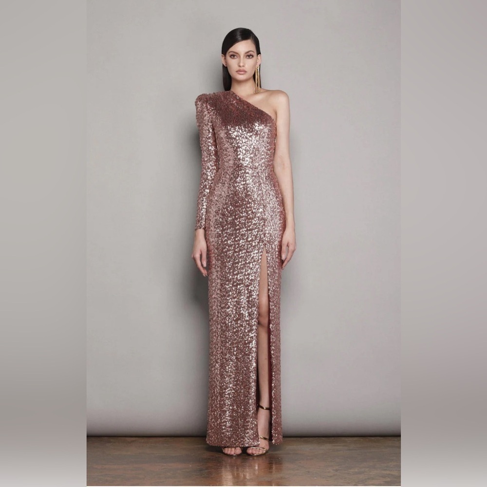 Bronx and Banco galaxy rose gold gown S NWT